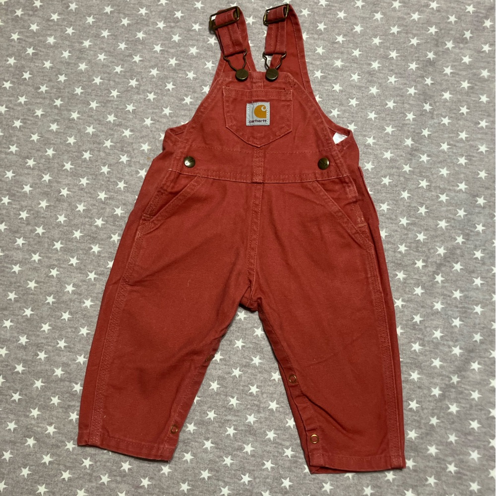 Carhartt Toddler Overalls 12M Rust Brown Color EUC Worn 1X